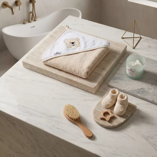 Bocioland rank&scaron;luostis su gobtuvu frotinis 80x80 kreminis me&scaron;ka BL069 BL069 &ndash; nuotrauka 5