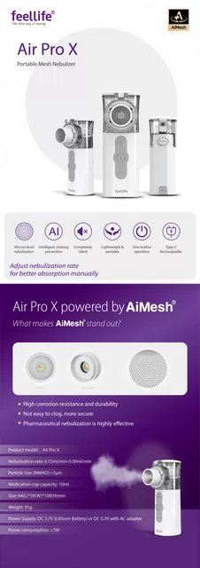 Feellife ne&scaron;iojamas inhaliatorius Air Pro X &ndash; nuotrauka 7