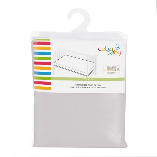 Cebababy Paklodė su guma jersey, 120x60, pilka &ndash; nuotrauka 2