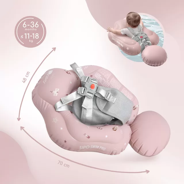 SIPO pripučiamas plaukimo ratas kūdikiams vaikams 6-36 m 11&ndash;18kg rožinis SWM101TR SWM101TR &ndash; nuotrauka 2