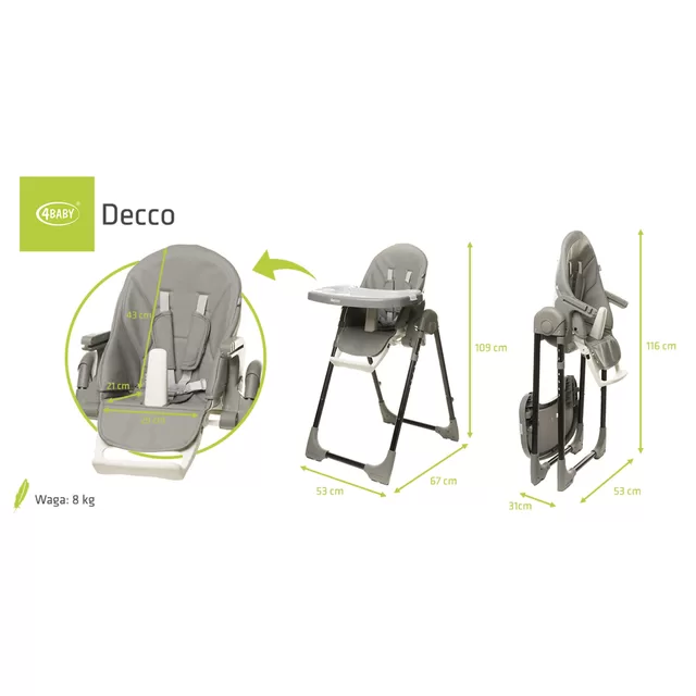 4Baby maitinimo kėdutė DECCO pilka &ndash; nuotrauka 11