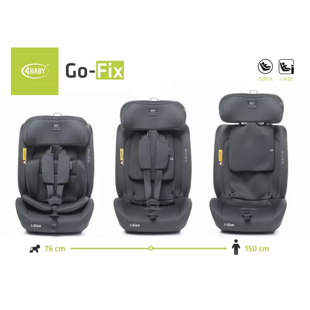4Baby autokėdutė GO-FIX 76-150CM tamsiai pilka I-SIZE &ndash; nuotrauka 6