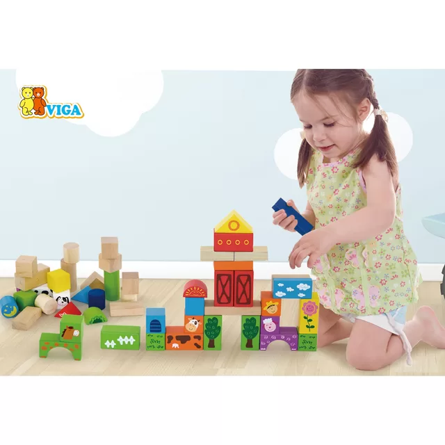 Viga Viga medinės kaladėlės 50 vnt 24M+ 50285 50285 &ndash; nuotrauka 5