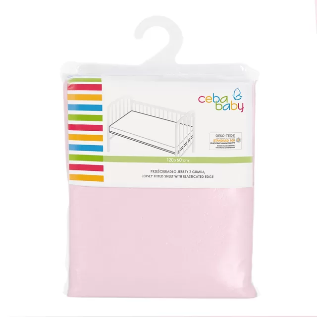 Cebababy Paklodė su guma jersey, 120x60, rožinė &ndash; nuotrauka 2