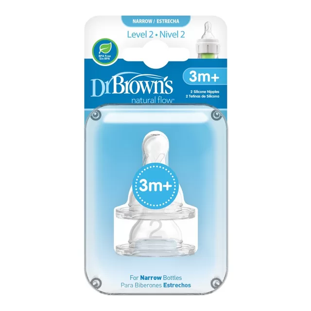 DR. BROWN'S žindukai 3-6 mėn., silikoniniai, siauru kakleliu, 2 vnt., 322-INTL &ndash; nuotrauka 3