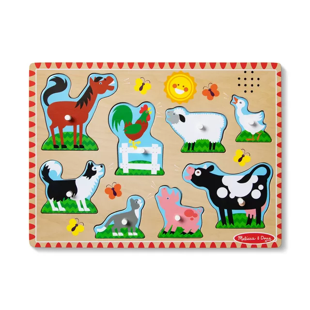 MELISSA & DOUG Farm Animals Sound Puzzle - 8 Pieces &ndash; nuotrauka 3