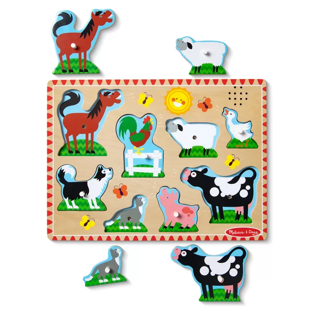 MELISSA & DOUG Farm Animals Sound Puzzle - 8 Pieces &ndash; nuotrauka 2