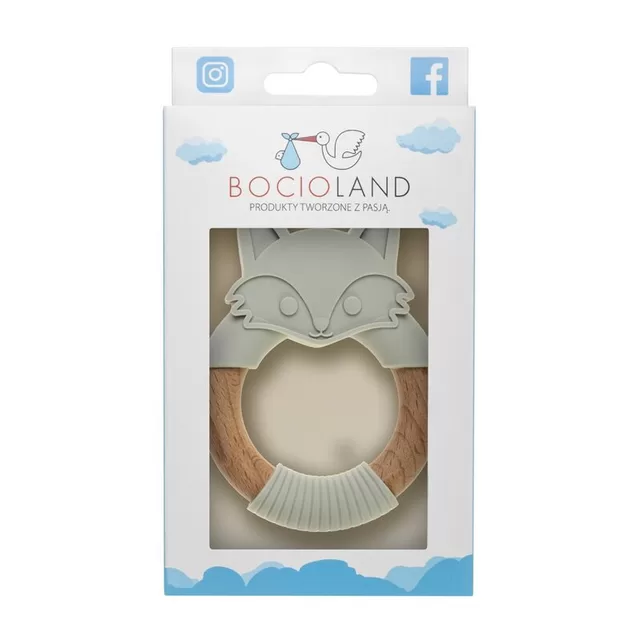 Bocioland kramtukas, mediena-silikonas, pilka lapė, BOC0522 &ndash; nuotrauka 3