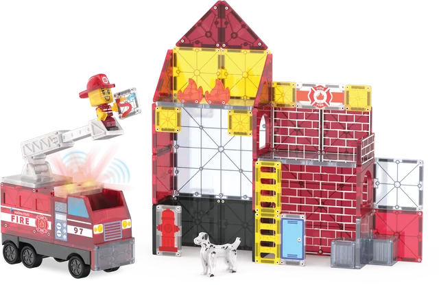 MAGNA-TILES Magnetinis konstruktorius &bdquo;Ugniagesių stotis&ldquo;, 50 det. &ndash; nuotrauka 3