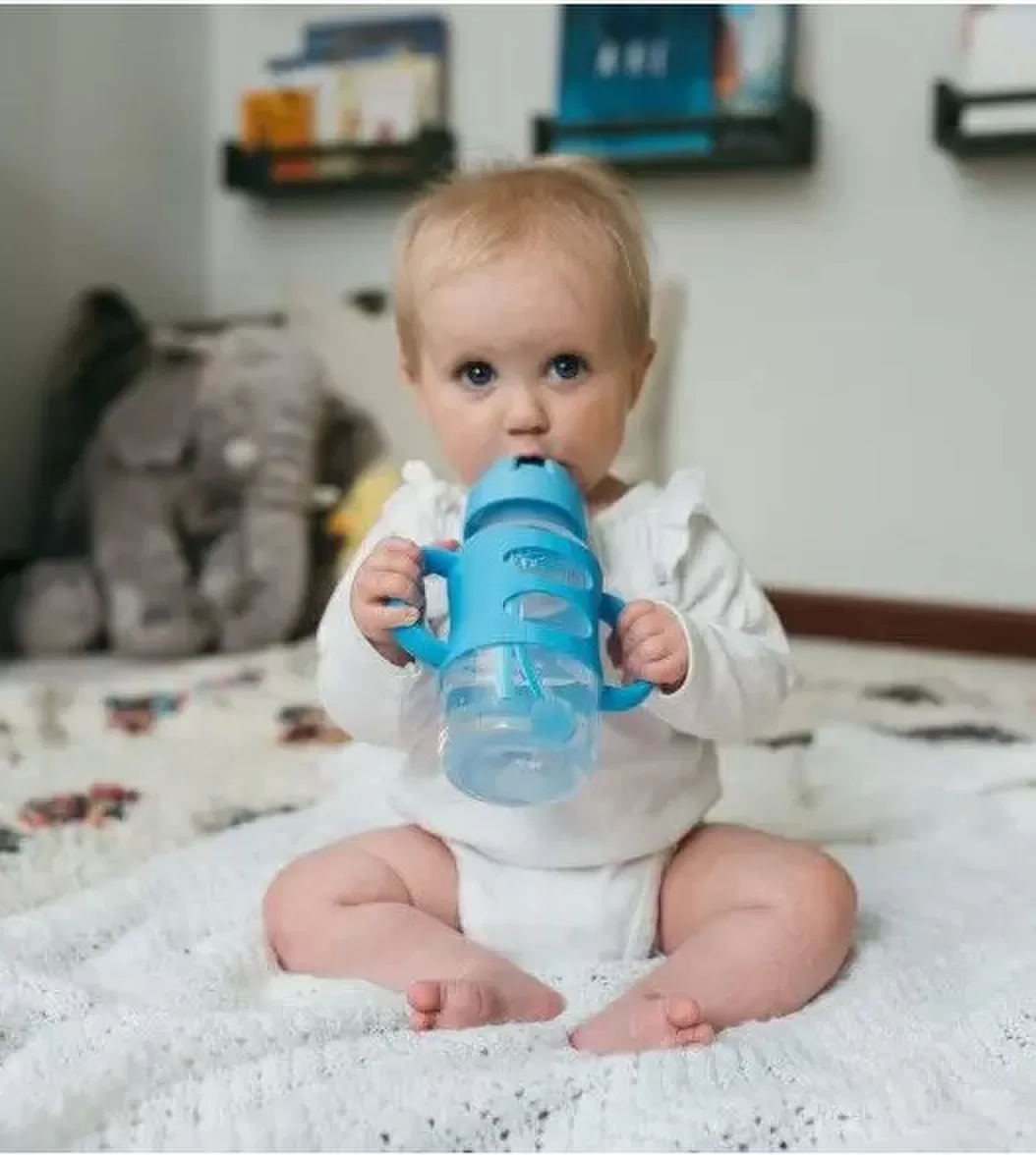 DR. BROWN'S Buteliukas plačiu kakleliu su &scaron;iaudeliu ir svareliu, 270 ml, mėlynas &ndash; nuotrauka 3