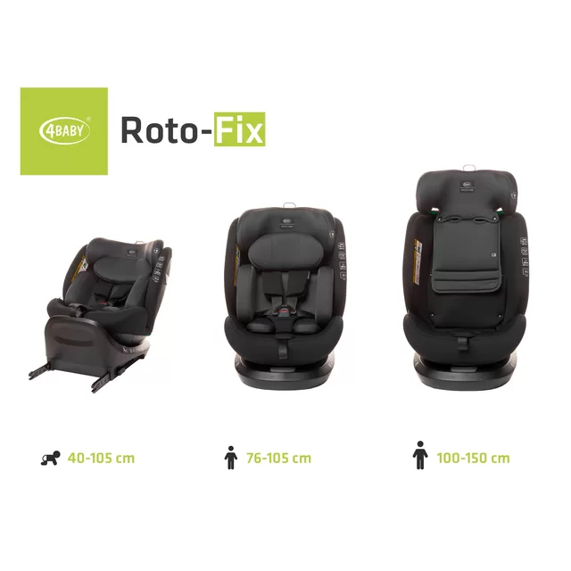 4Baby autokėdutė ROTO-FIX 40-150CM I-SIZE 0-36 kg pilka &ndash; nuotrauka 10