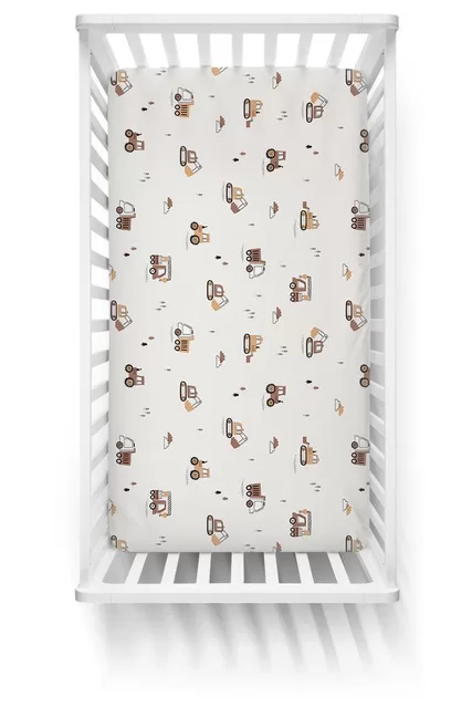 Ankras paklodė su guma 120x60 kreminė statybinės ma&scaron;inos &ndash; nuotrauka 3