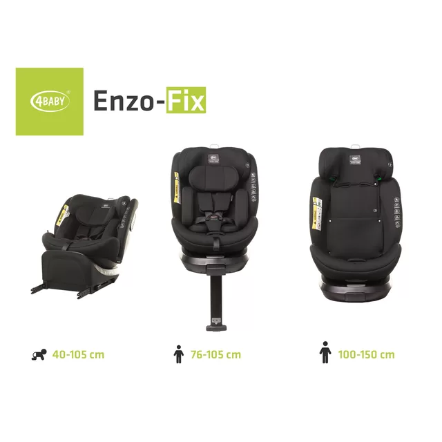4Baby autokėdutė ENZO-FIX 40-150CM juoda I-SIZE &ndash; nuotrauka 6
