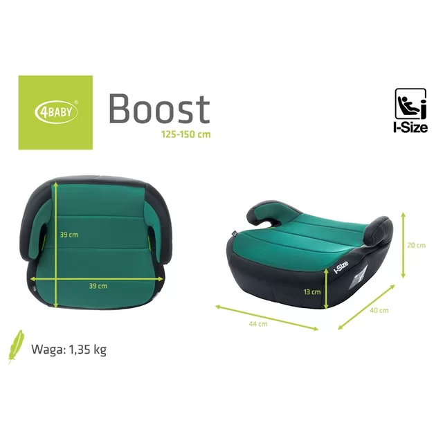 4Baby autokėdutė BOOST 125-150CM žalia I-SIZE &ndash; nuotrauka 7
