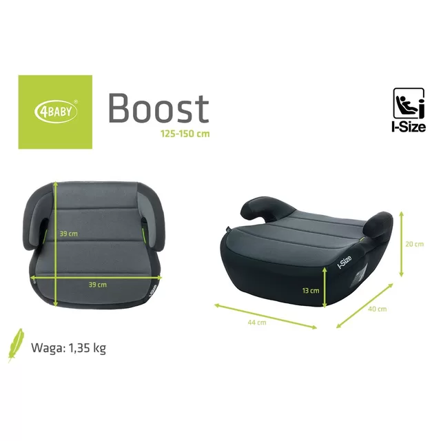 4Baby autokėdutė BOOST 125-150CM pilka I-SIZE &ndash; nuotrauka 7