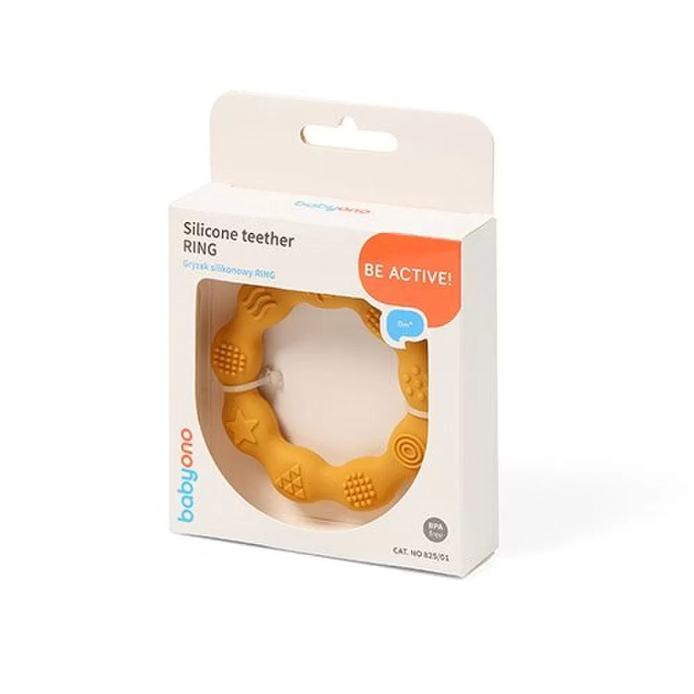 BabyOno BabyOno kramtukas silikoninis žiedas geltonas 825/01 825/01 &ndash; nuotrauka 4