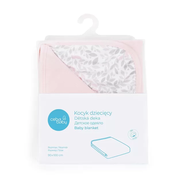 Cebababy pledas Jersey 90x100 rožinis - &scaron;akelės &ndash; nuotrauka 3