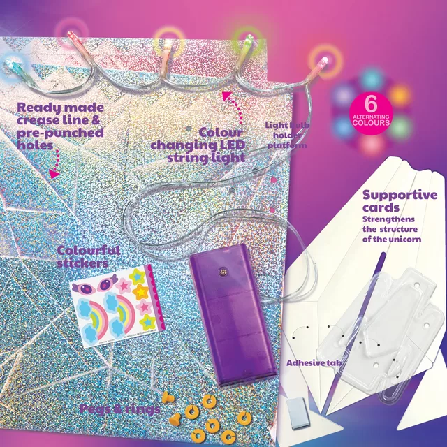4M KidzMaker Kūrybinis rinkinys &bdquo;&Scaron;viečiantis holografinis origamis: vienaragis&ldquo; &ndash; nuotrauka 3