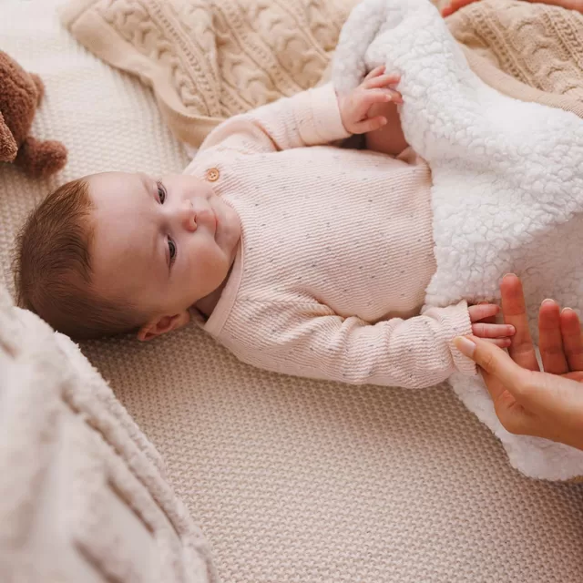Babyono pledas medvilninis su flisu eglutė kreminis 1657 &ndash; nuotrauka 5