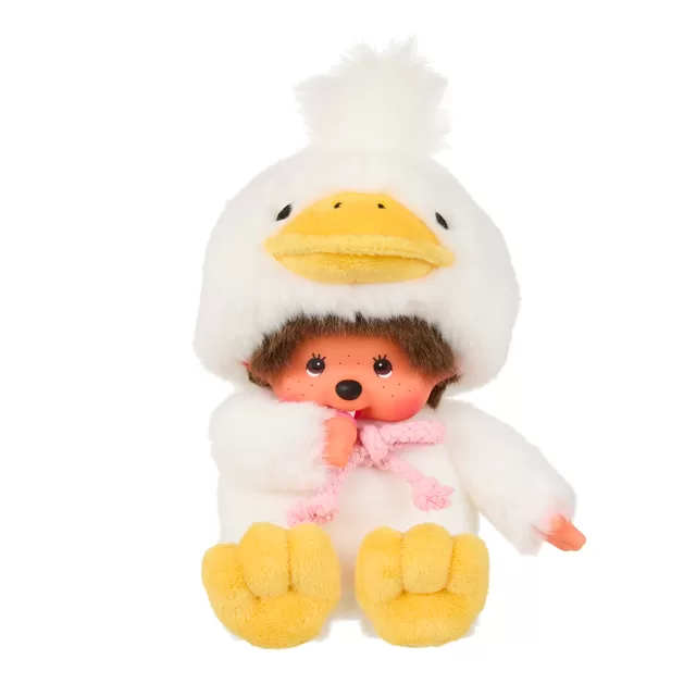 MONCHHICHI Pliu&scaron;inė beždžionėlė su ančiuko kostiumu, 18 cm &ndash; nuotrauka 3