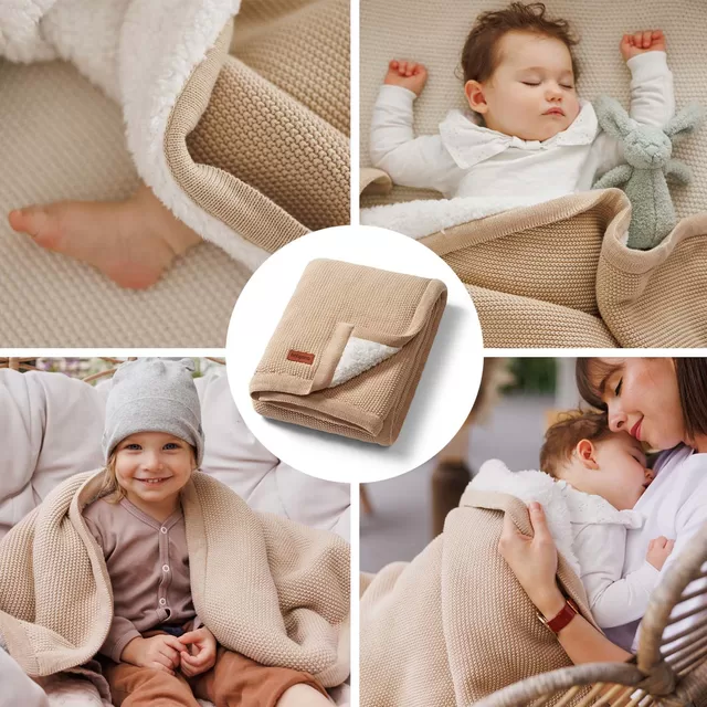 Babyono pledas medvilninis su flisu kreminis 1659/02 &ndash; nuotrauka 2