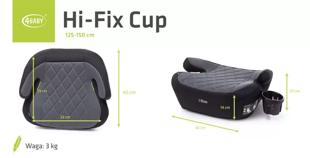 4Baby autokėdutė puodelio laikiklis HI-FIX 40-150CM pilka I-SIZE &ndash; nuotrauka 8