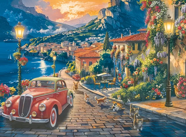 TREFL Dėlionė su plakatu &bdquo;Italijos miestelis prie ežero&ldquo;, 3000 det. &ndash; nuotrauka 2