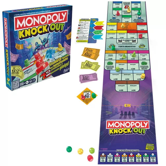 MONOPOLY Žaidimas &bdquo;Monopolis: Knockout&ldquo; (lietuvių k.) &ndash; nuotrauka 3