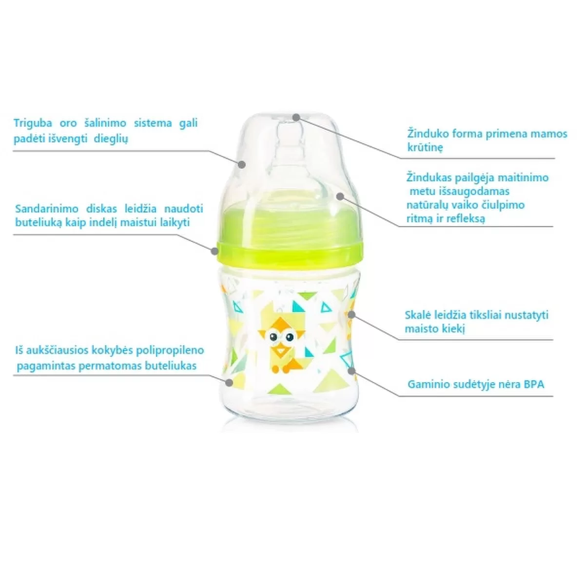 BabyOno Dieglių nesukeliantis plataus kaklelio buteliukas 120 ml 402 &ndash; nuotrauka 2