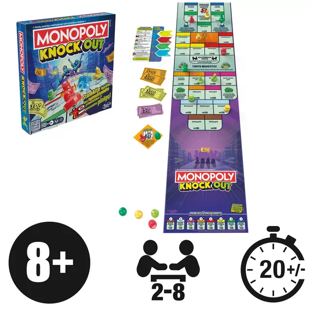 MONOPOLY Žaidimas &bdquo;Monopolis: Knockout&ldquo; (lietuvių k.) &ndash; nuotrauka 8