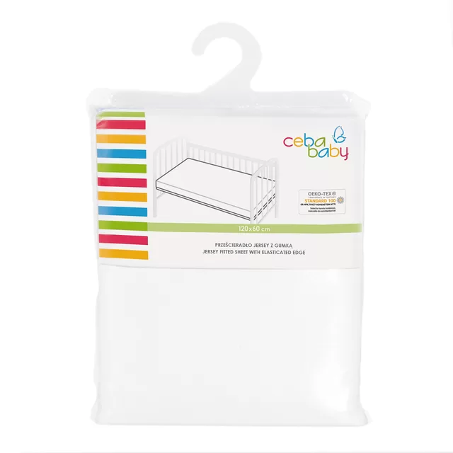Cebababy Paklodė su guma jersey, 120x60, balta &ndash; nuotrauka 2