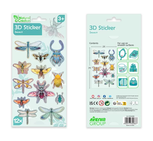 AVENIR 3D lipdukų rinkinys &bdquo;Vabzdžiai&ldquo; &ndash; nuotrauka 2